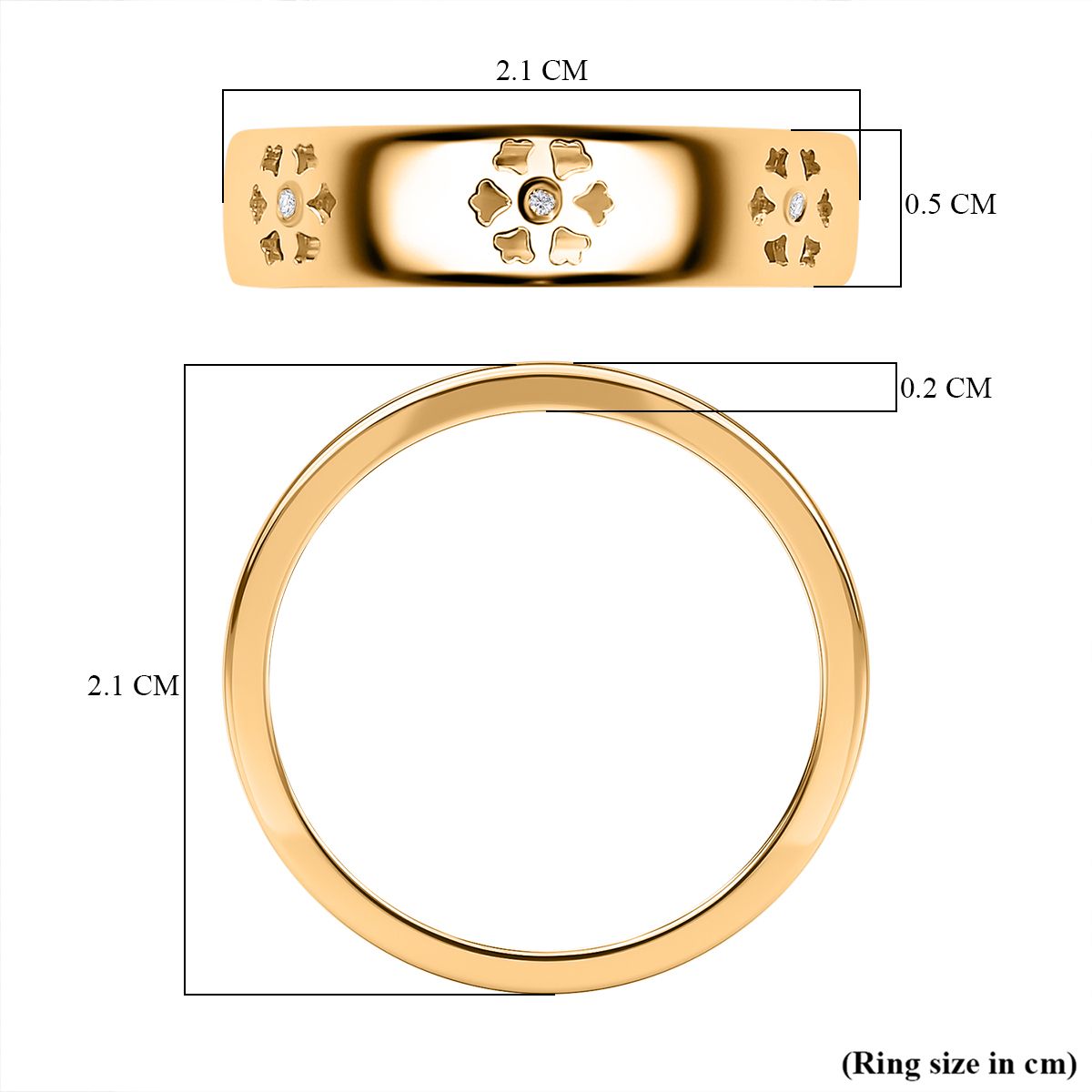 Diamond Floral Band Ring in 18K Vermeil Yellow Gold Plated Sterling Silver V32536906 5