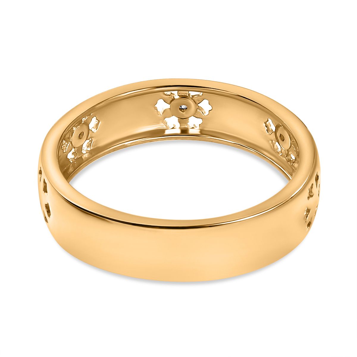Diamond Floral Band Ring in 18K Vermeil Yellow Gold Plated Sterling Silver V32513310 4
