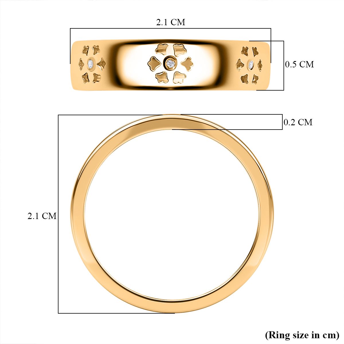 Diamond Floral Band Ring in 18K Vermeil Yellow Gold Plated Sterling Silver V32513310 5
