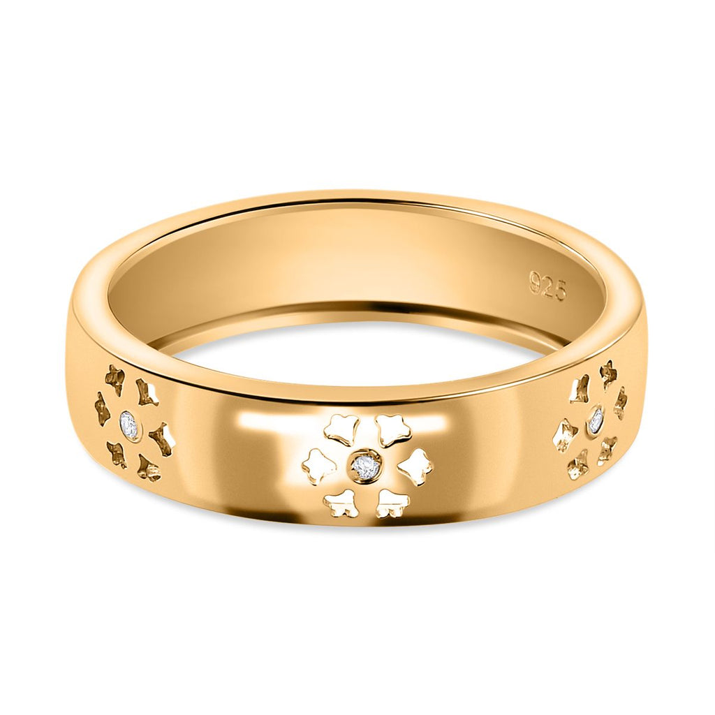 Diamond Floral Band Ring in 18K Vermeil Yellow Gold Plated Sterling Silver_7665105