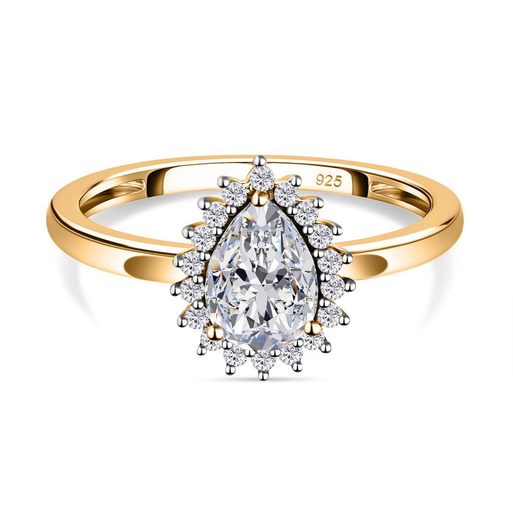 White Cubic Zirconia Ring in 18K Vermeil Yellow Gold Plated Sterling Silver 1.32 Ct._7665183