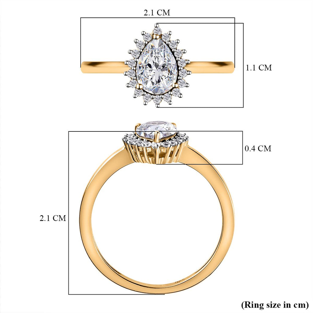 White Cubic Zirconia Ring in 18K Vermeil Yellow Gold Plated Sterling Silver 1.32 Ct._7665183_5