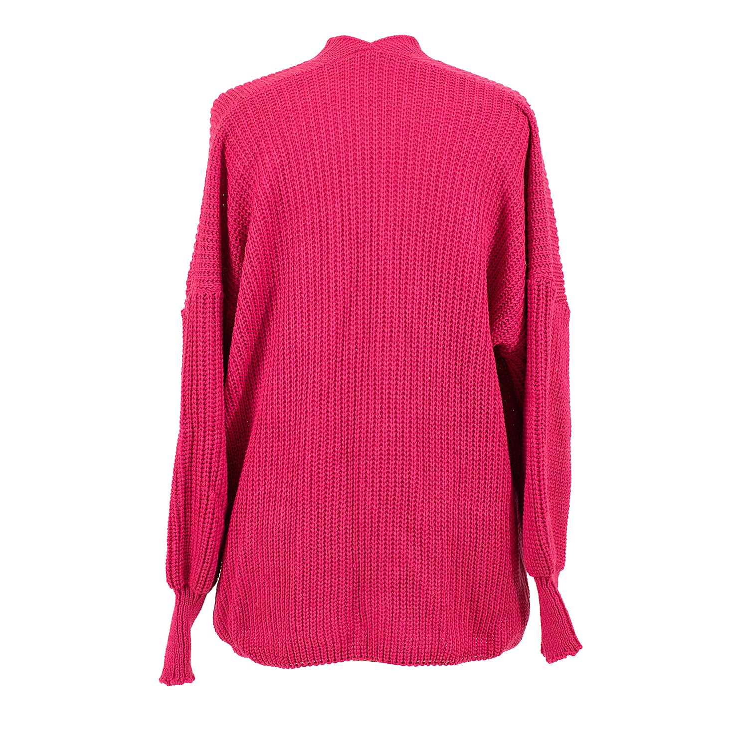 Balloon Sleeve Long Cardigan (One Size 8-18) - Dark Pink 7665385 5