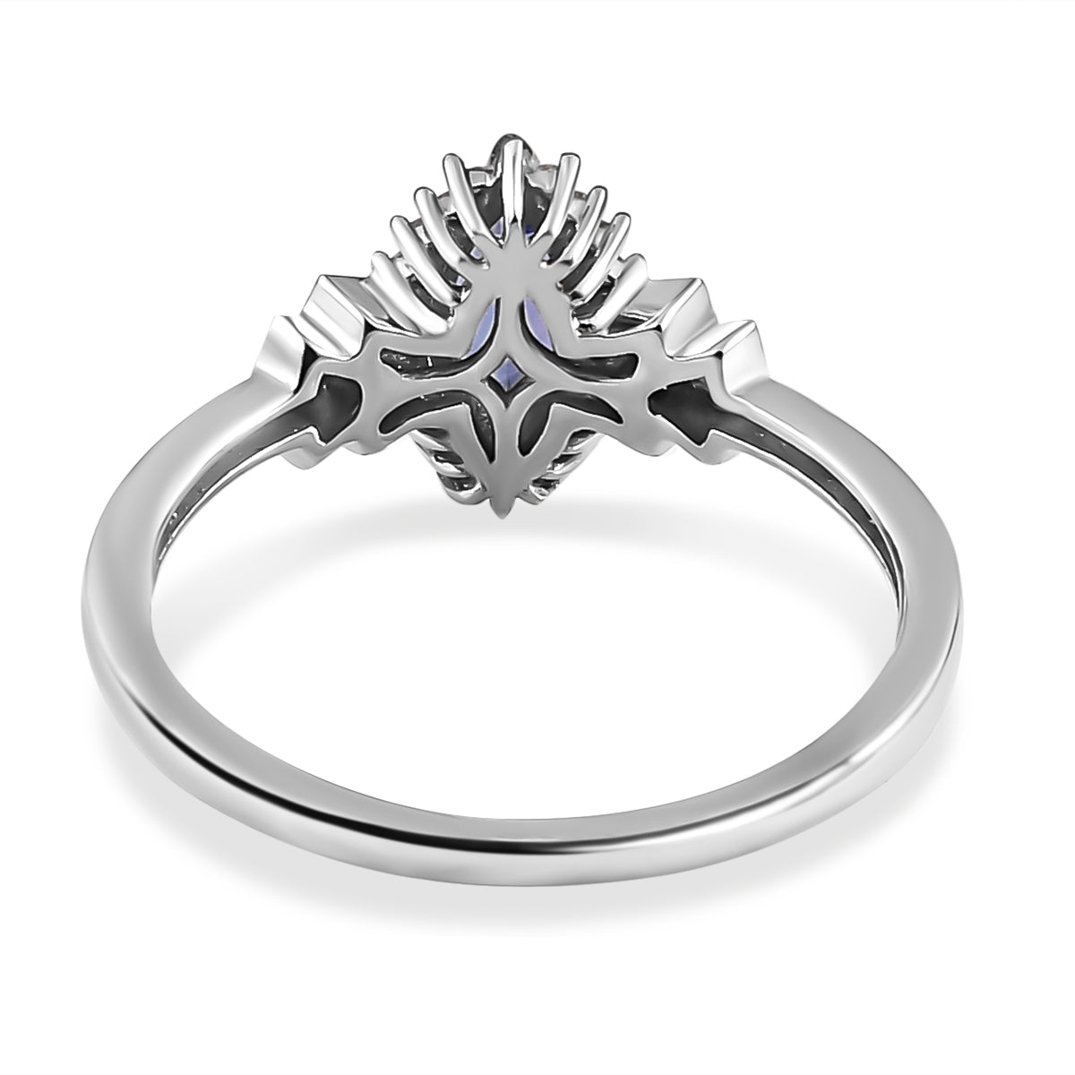 Tanzanite, Diamond Halo Ring in Platinum Overlay Sterling Silver 7668328 5