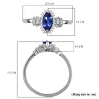 Tanzanite & Natural Diamond Halo Ring in Platinum Overlay Sterling Silver 1.02 Ct._7668328_5