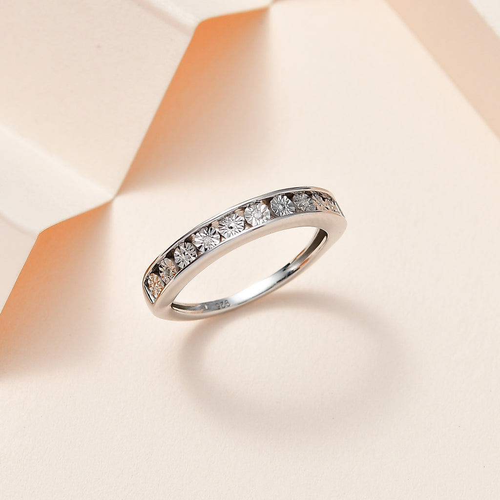 Diamond Half Eternity Band Ring in Platinum Overlay Sterling Silver_7668509_1
