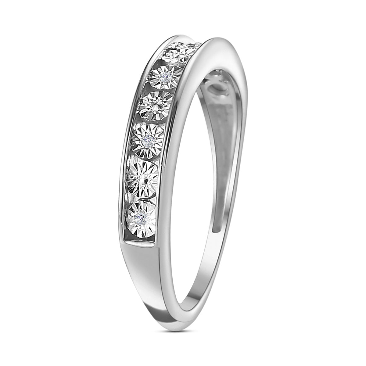 Diamond Half Eternity Band Ring in Platinum Overlay Sterling Silver 7668509 3