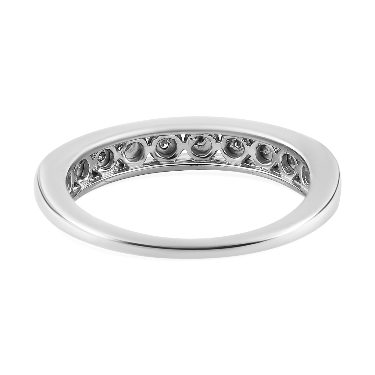 Diamond Half Eternity Band Ring in Platinum Overlay Sterling Silver 7668509 4