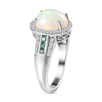 Ethiopian Welo Opal, Zambian Emerald and Natural Zircon Ring in Platinum Overlay Sterling Silver 3.18 Ct._7668806_3