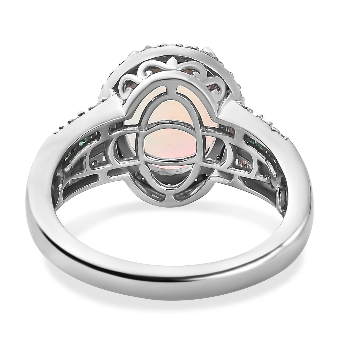 Ethiopian Welo Opal, Zambian Emerald and Natural Zircon Ring in Platinum Overlay Sterling Silver 3.18 Ct. V32539533 4