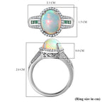 Ethiopian Welo Opal, Zambian Emerald and Natural Zircon Ring in Platinum Overlay Sterling Silver 3.18 Ct._7668806_5