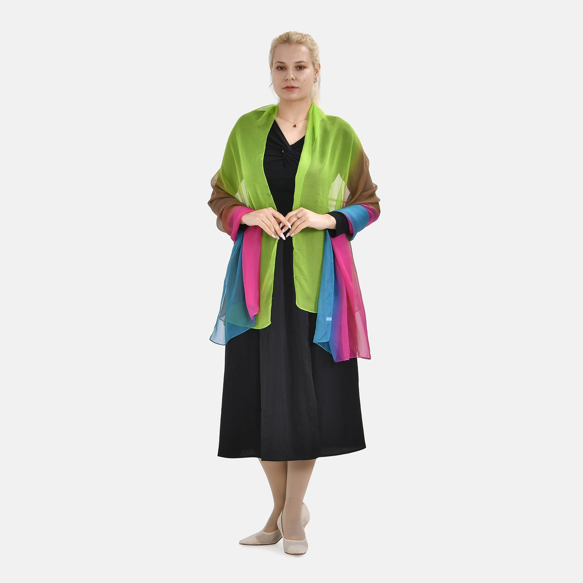 La Marey Mulberry Silk Ombre Scarf (Size 170x1 cm) - Yellow - Blue 7669458 0