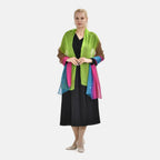LA MAREY 100% Ombre Mulberry Silk Gradient Pattern Scarf (Size 180x110 cm) - Yellow & Blue_7669458