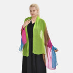 LA MAREY 100% Ombre Mulberry Silk Gradient Pattern Scarf (Size 180x110 cm) - Yellow & Blue_7669458_1