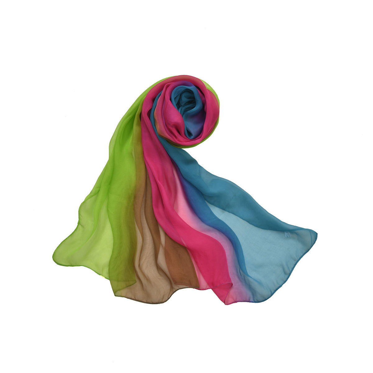 La Marey Mulberry Silk Ombre Scarf (Size 170x1 cm) - Yellow - Blue 7669458 5
