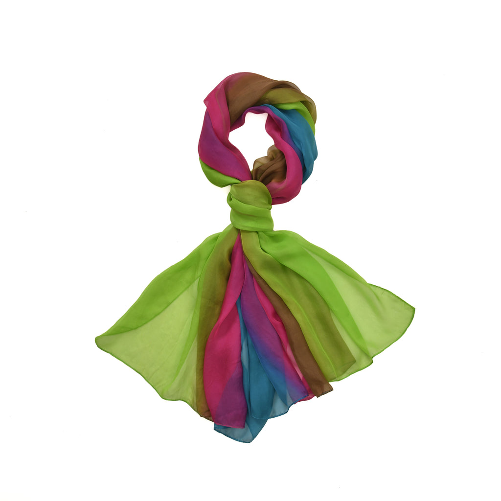 LA MAREY 100% Ombre Mulberry Silk Gradient Pattern Scarf (Size 180x110 cm) - Yellow & Blue_7669458_5