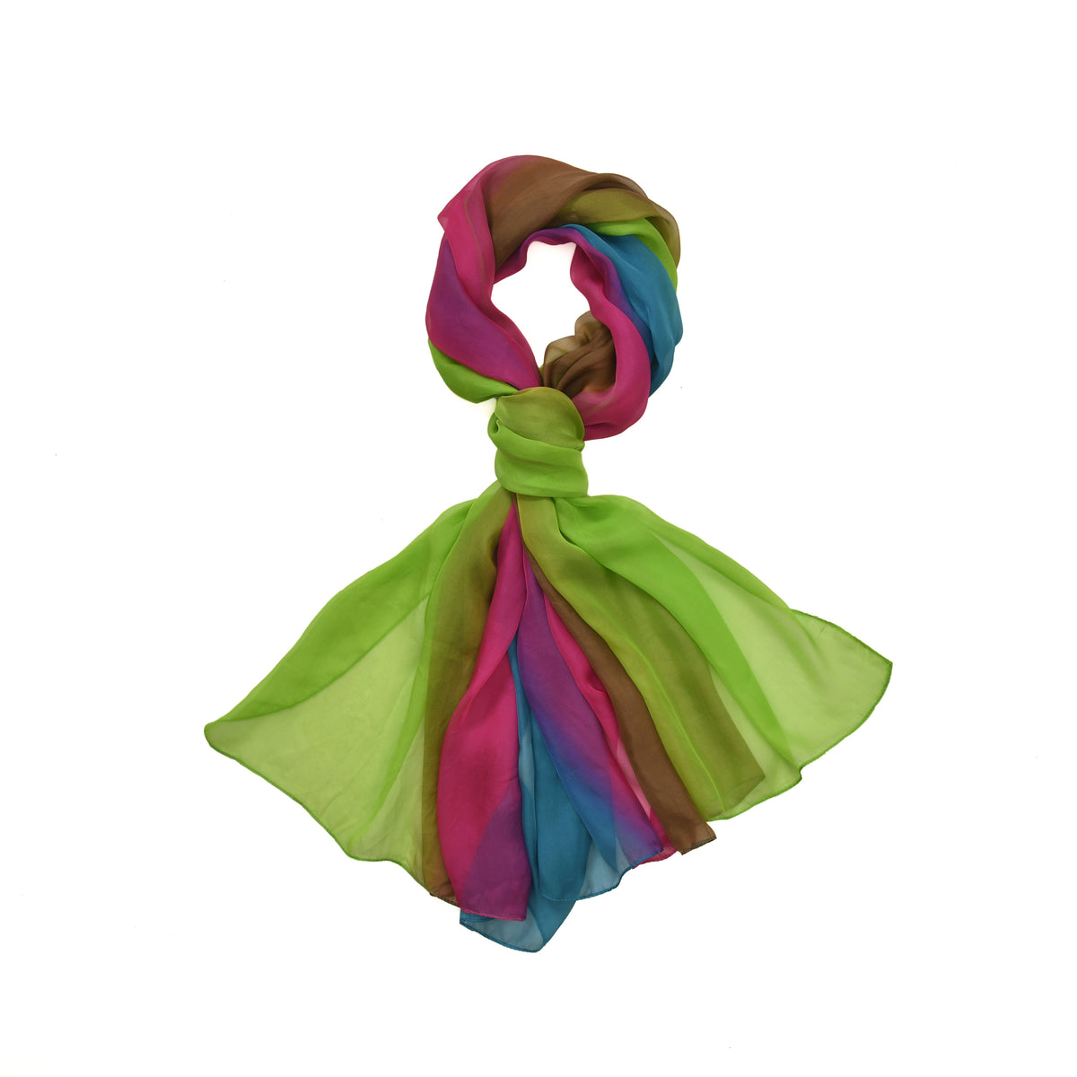 La Marey Mulberry Silk Ombre Scarf (Size 170x1 cm) - Yellow - Blue 7669458 6