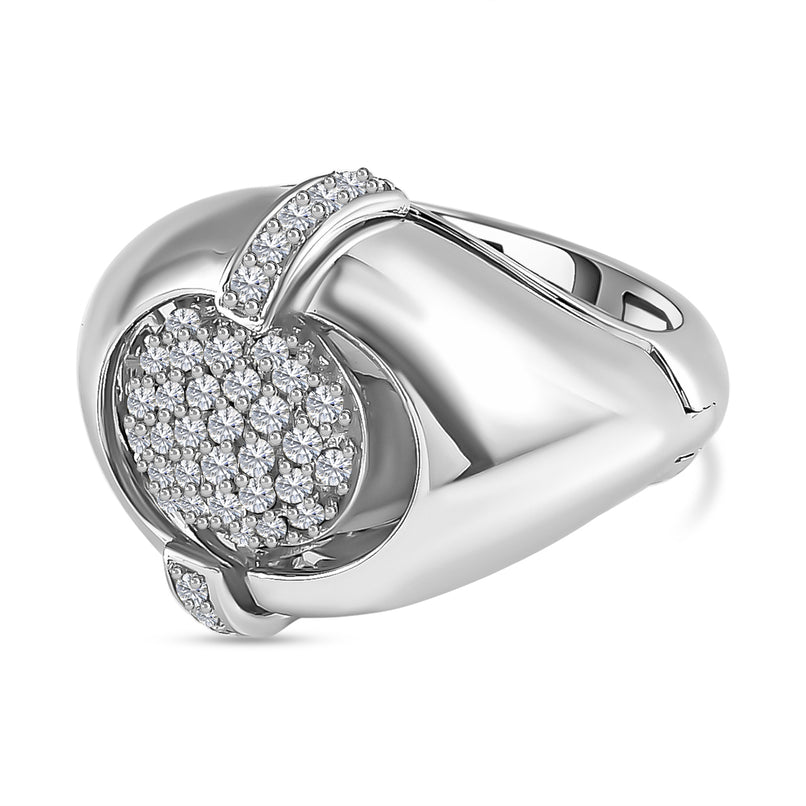GP Art Deco Collection - Pink Opal & Natural Zircon Ring in Platinum Overlay Sterling Silver 5.54 Ct, Silver Wt 11.00 GM_7672903