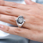 GP Art Deco Collection - Pink Opal & Natural Zircon Ring in Platinum Overlay Sterling Silver 5.54 Ct, Silver Wt 11.00 GM_7672903_2