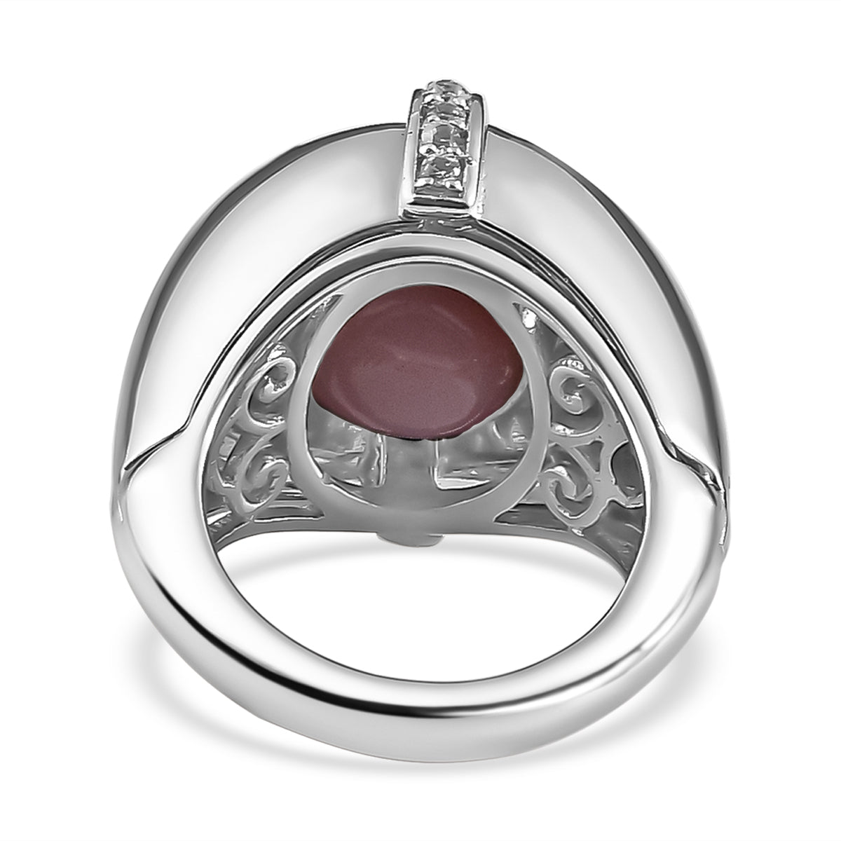 GP Art Deco Collection - Pink Opal &amp; Natural Zircon Ring in Platinum Overlay Sterling Silver 5.54 Ct, Silver Wt 11.00 GM 7672903 4