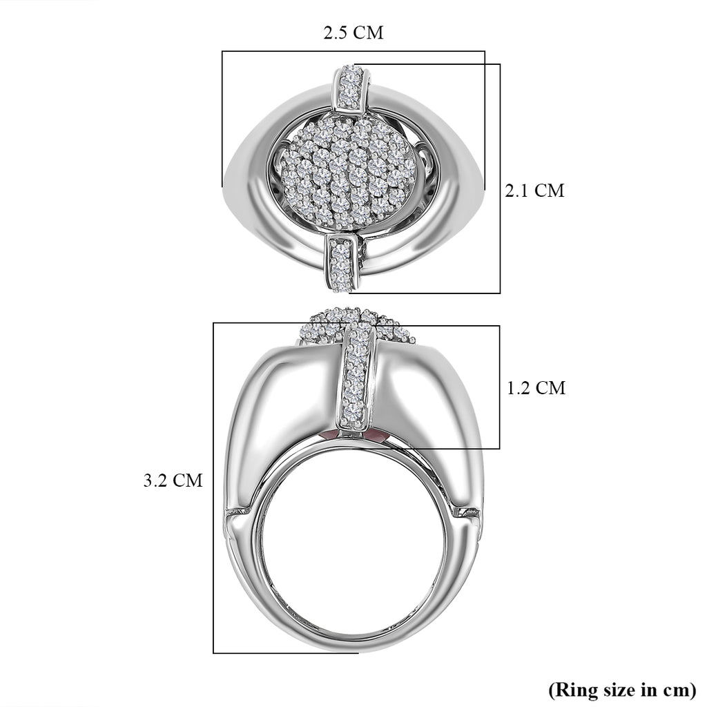 GP Art Deco Collection - Pink Opal & Natural Zircon Ring in Platinum Overlay Sterling Silver 5.54 Ct, Silver Wt 11.00 GM_7672903_5