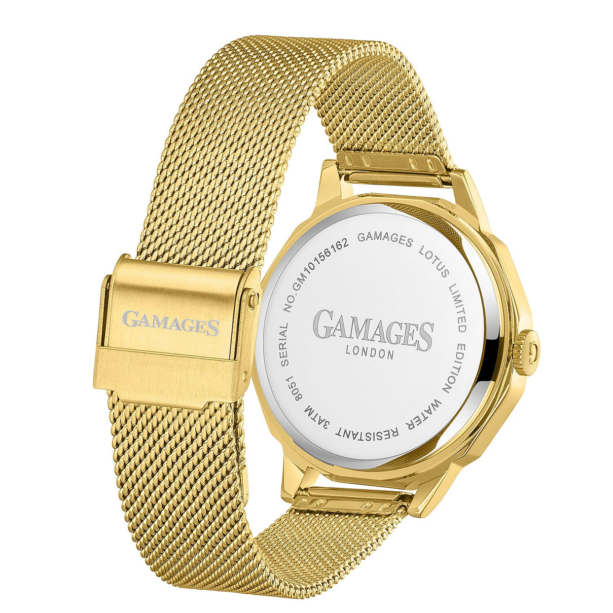 Gamages of London Lotus Diamond Swiss Quartz Movement Seychelles Blue Dial Water Resistant Ladies Watch with Mesh Bracelet in Gold Tone 7673581 4