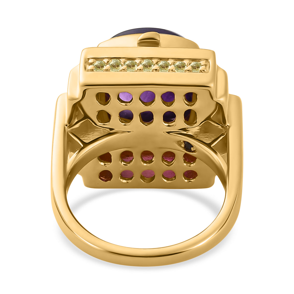 GP Art Deco Collection - Amethyst &amp; Hebei Peridot Enclosed Pendant inside Openable Ring in 18K Vermeil Yellow Gold Plated Sterling Silver 7674441 6