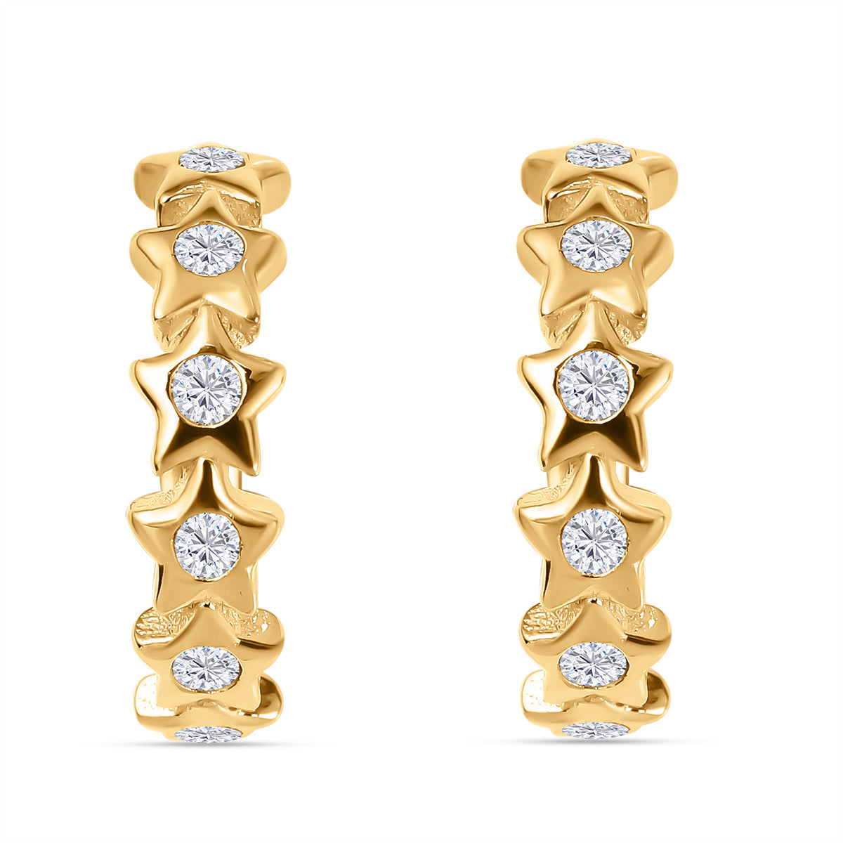 9K Yellow Gold Cubic Zirconia Hoop Earrings 7674855 0