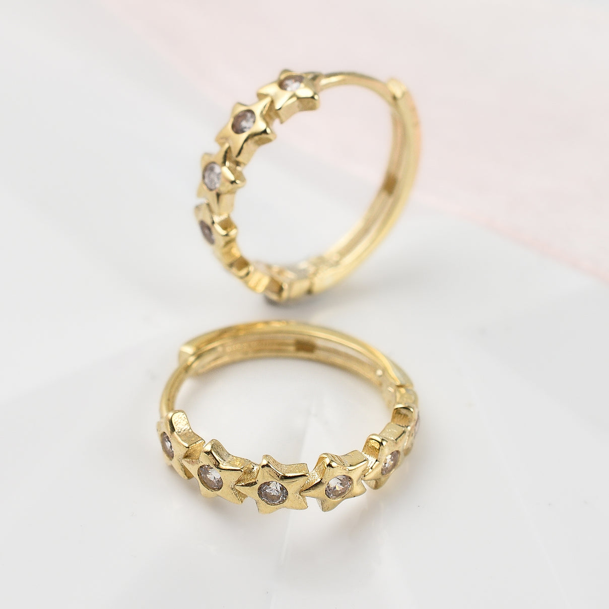 9K Yellow Gold Cubic Zirconia Hoop Earrings 7674855 1