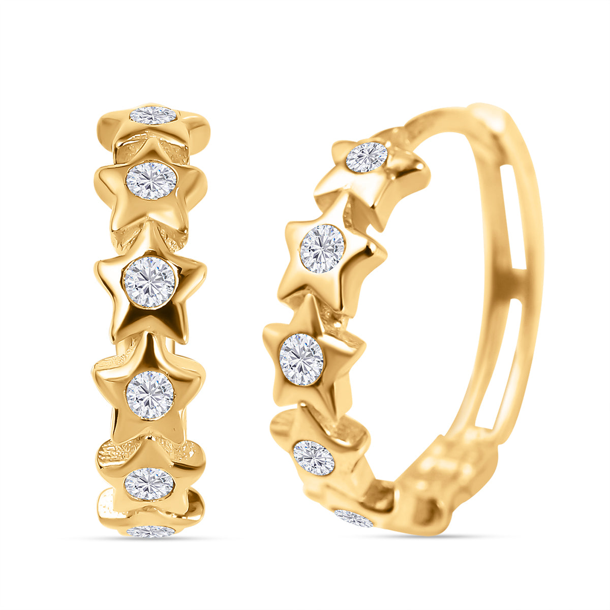 9K Yellow Gold Cubic Zirconia Hoop Earrings 7674855 3