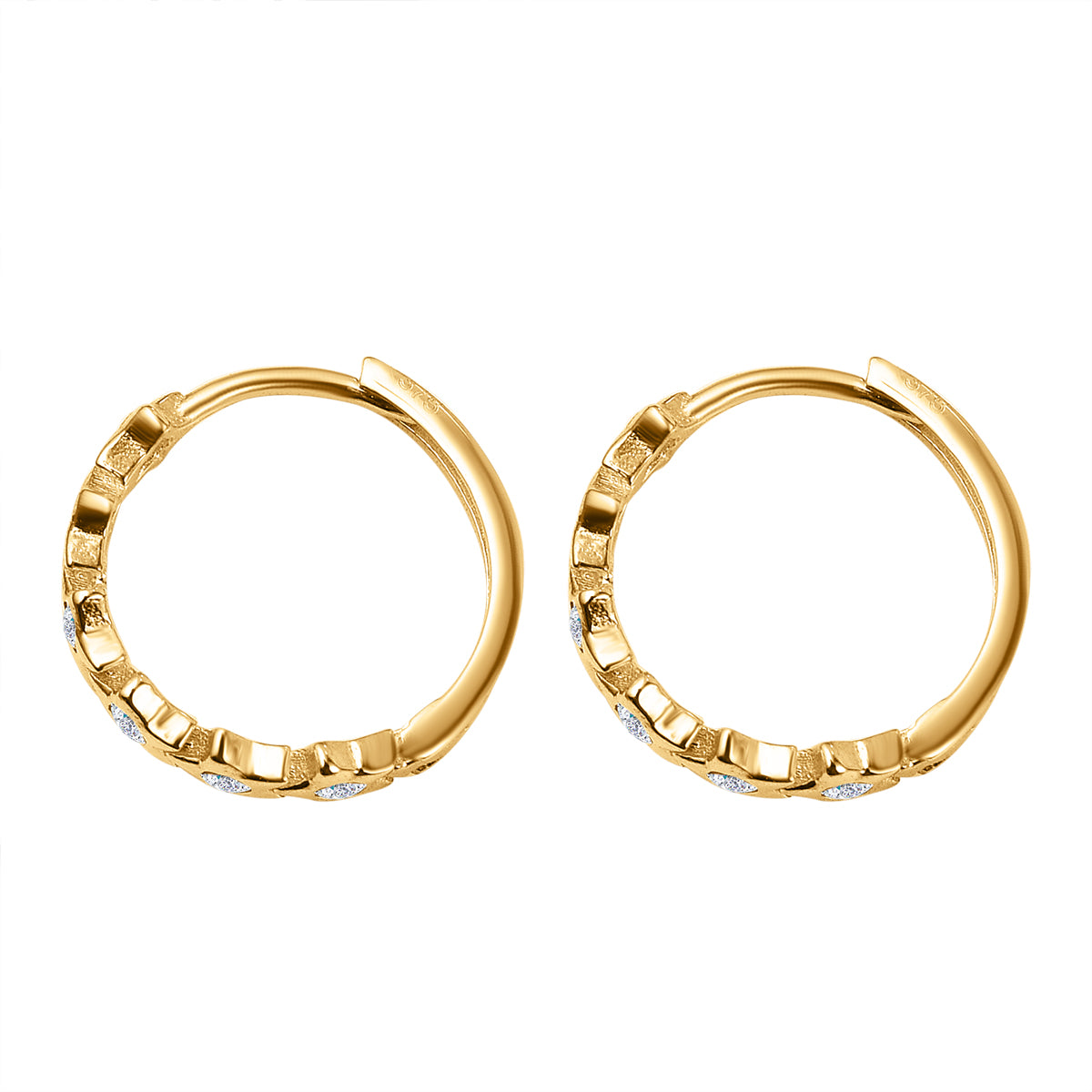 9K Yellow Gold Cubic Zirconia Hoop Earrings 7674855 4