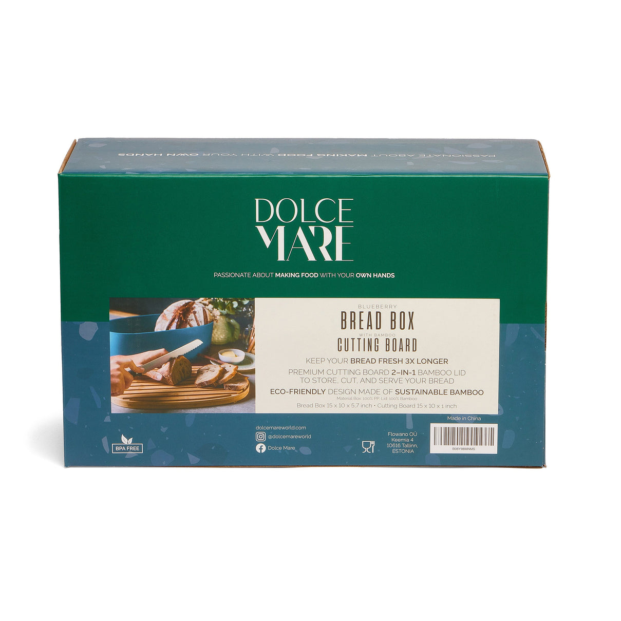 DOLCE MARE Bread Box with Bamboo Lid (Size 51x51x41 cm) - Peppermint 7674880 0