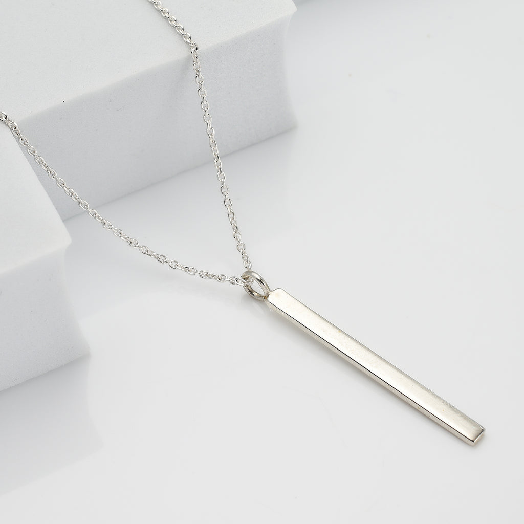 RACHEL GALLEY - Sterling Silver Vertical Bar Necklace(Size - 26) with Spring Clasp_7676198_1