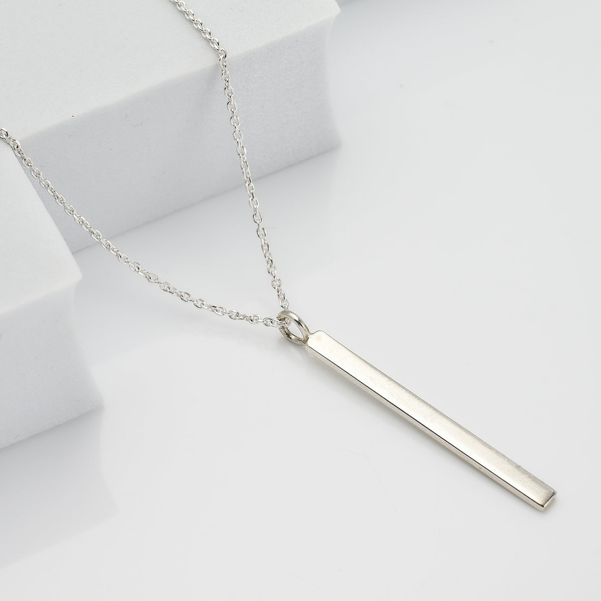 Rachel Galley - Sterling Silver Vertical Bar Pendant with Chain (Size - 26) 7676198 2
