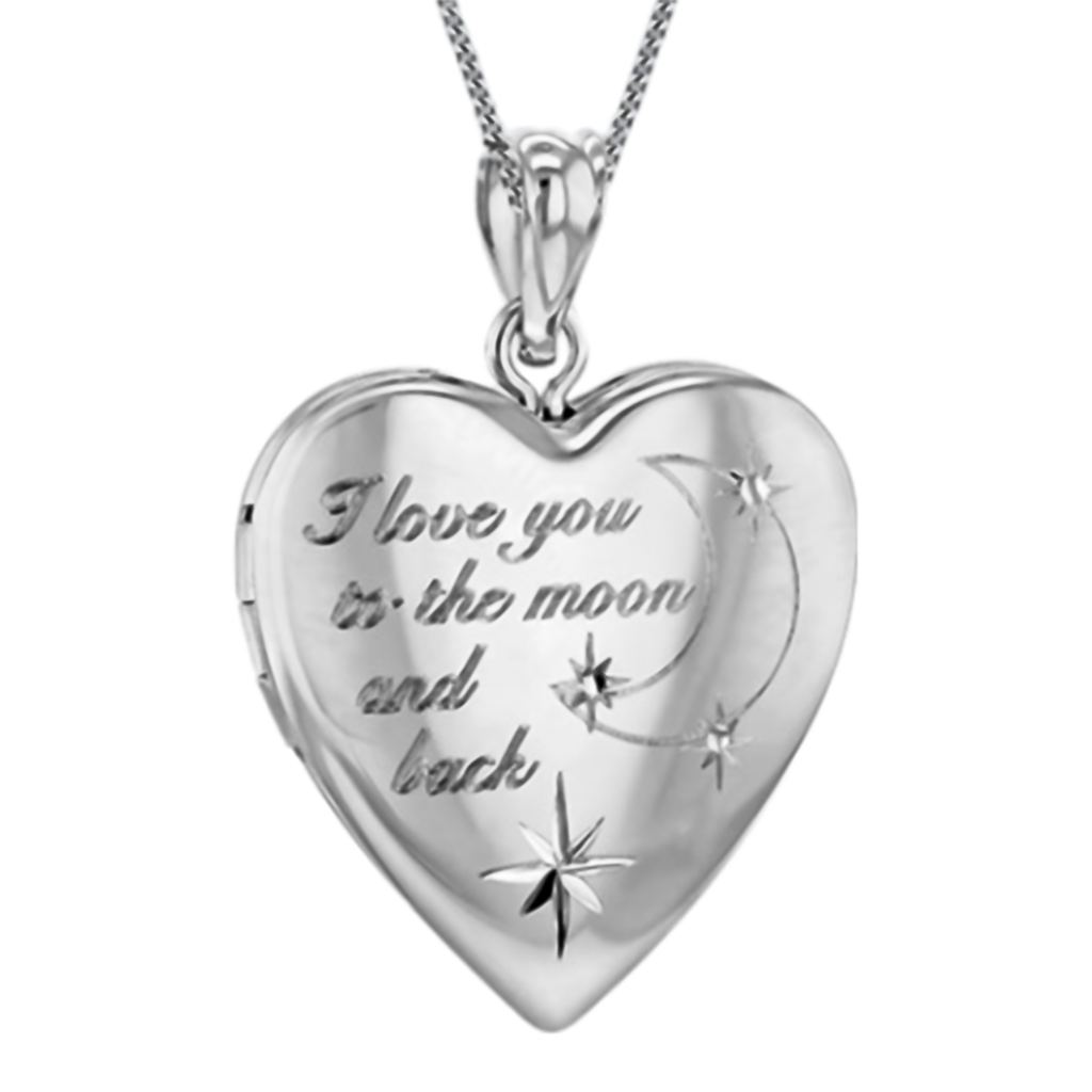 Rachel Galley Rhodium Overlay Sterling Silver Moon & Back Heart Lock Pendant_7676374