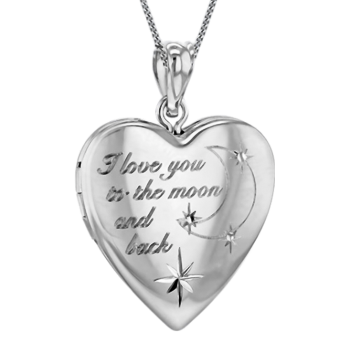 Rhodium Overlay Sterling Silver Moon &amp; Back Heart Pendant 7676374 0