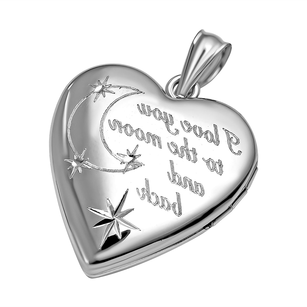 Rhodium Overlay Sterling Silver Moon &amp; Back Heart Pendant 7676374 4