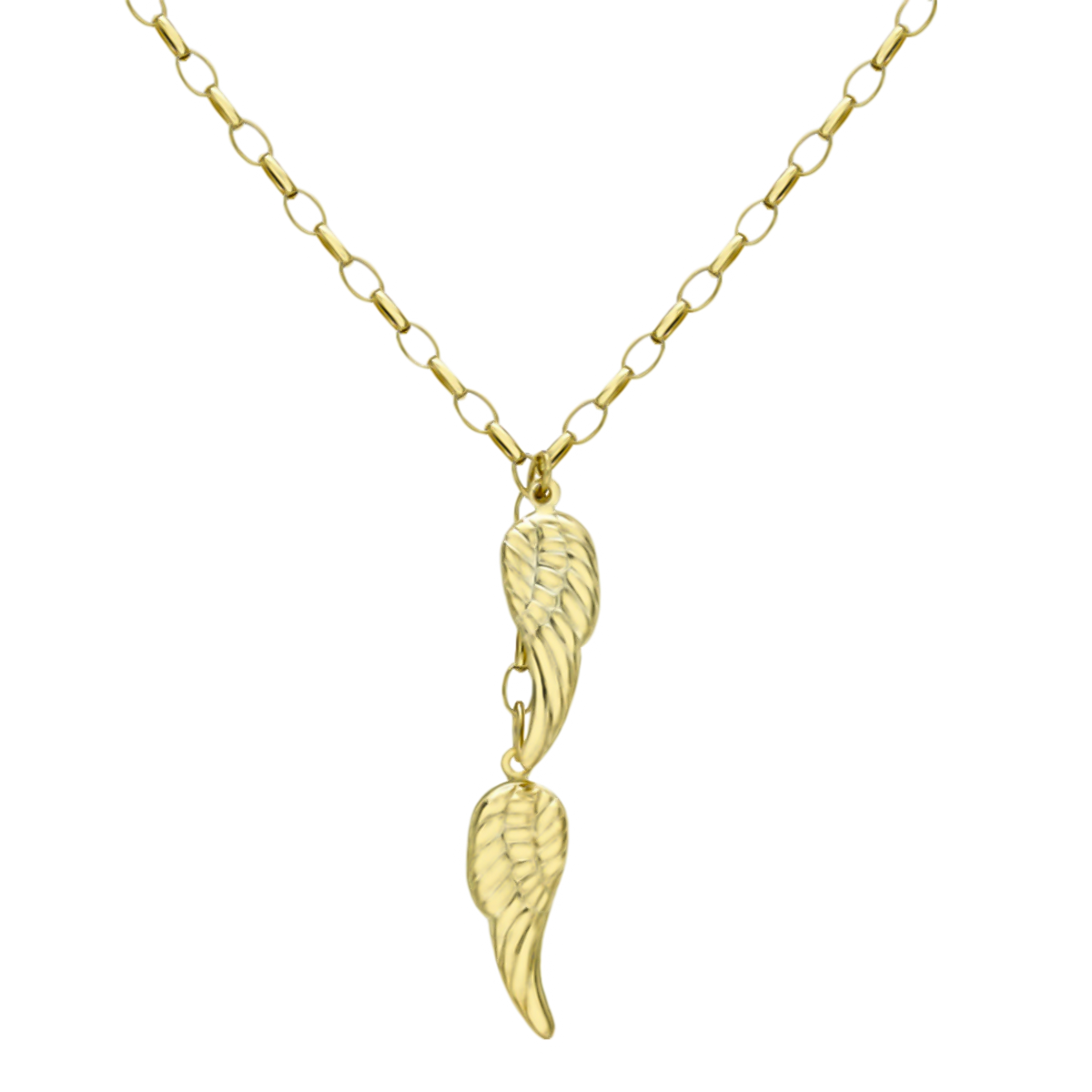 9K Yellow Gold Angel Wings Necklace (Size - 18) 7676407 0