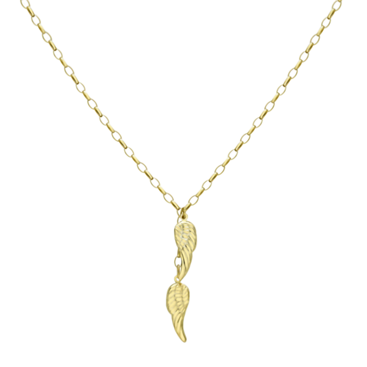 9K Yellow Gold Angel Wings Necklace (Size - 18) 7676407 1