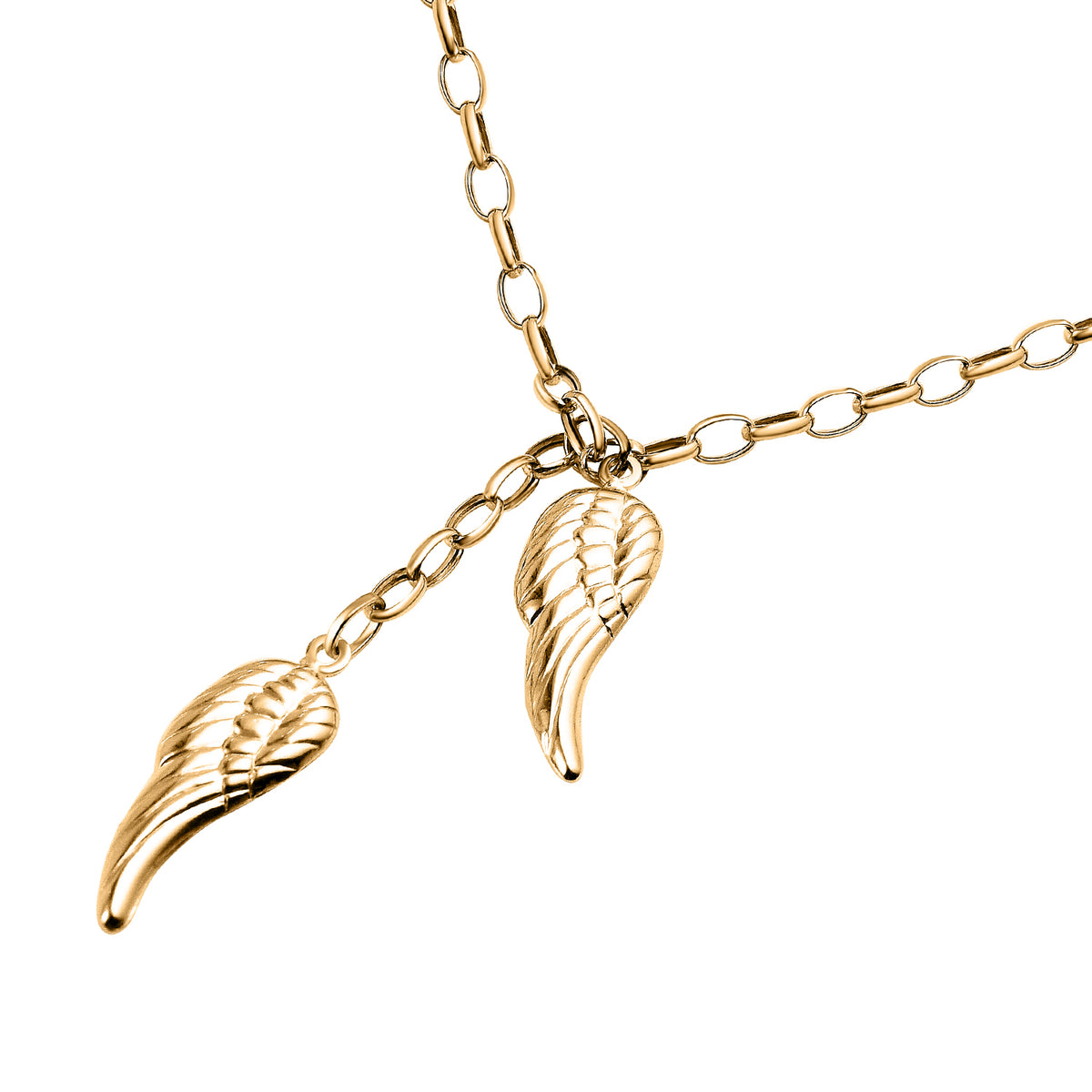 9K Yellow Gold Angel Wings Necklace (Size - 18) 7676407 3