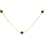 9K Yellow Gold Malachite Petal Chain (Size - 17)_7676414