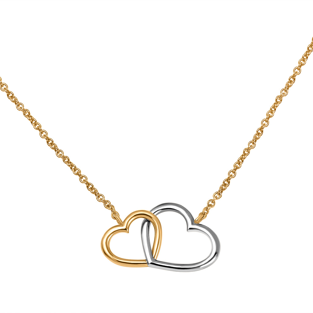 9K Yellow & White Gold Interlocked-Hearts Necklace (Size - 18)_7676415_2