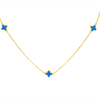 9K Yellow Gold Turquise Petal Chain (Size - 17)_7676416