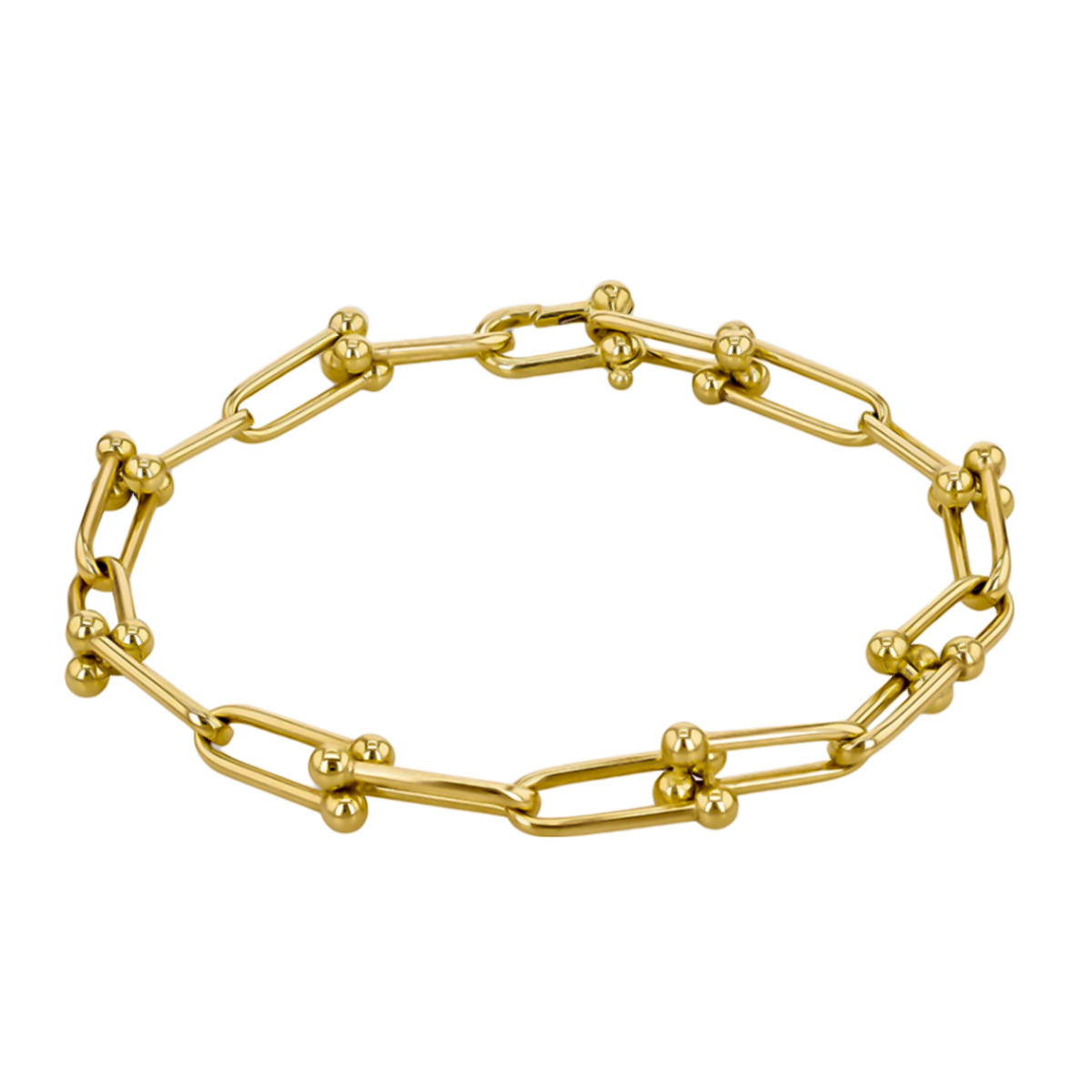9K Yellow Gold Industrial U-Link Bracelet (Size - 8) with Lobster Clasp 7676423 0