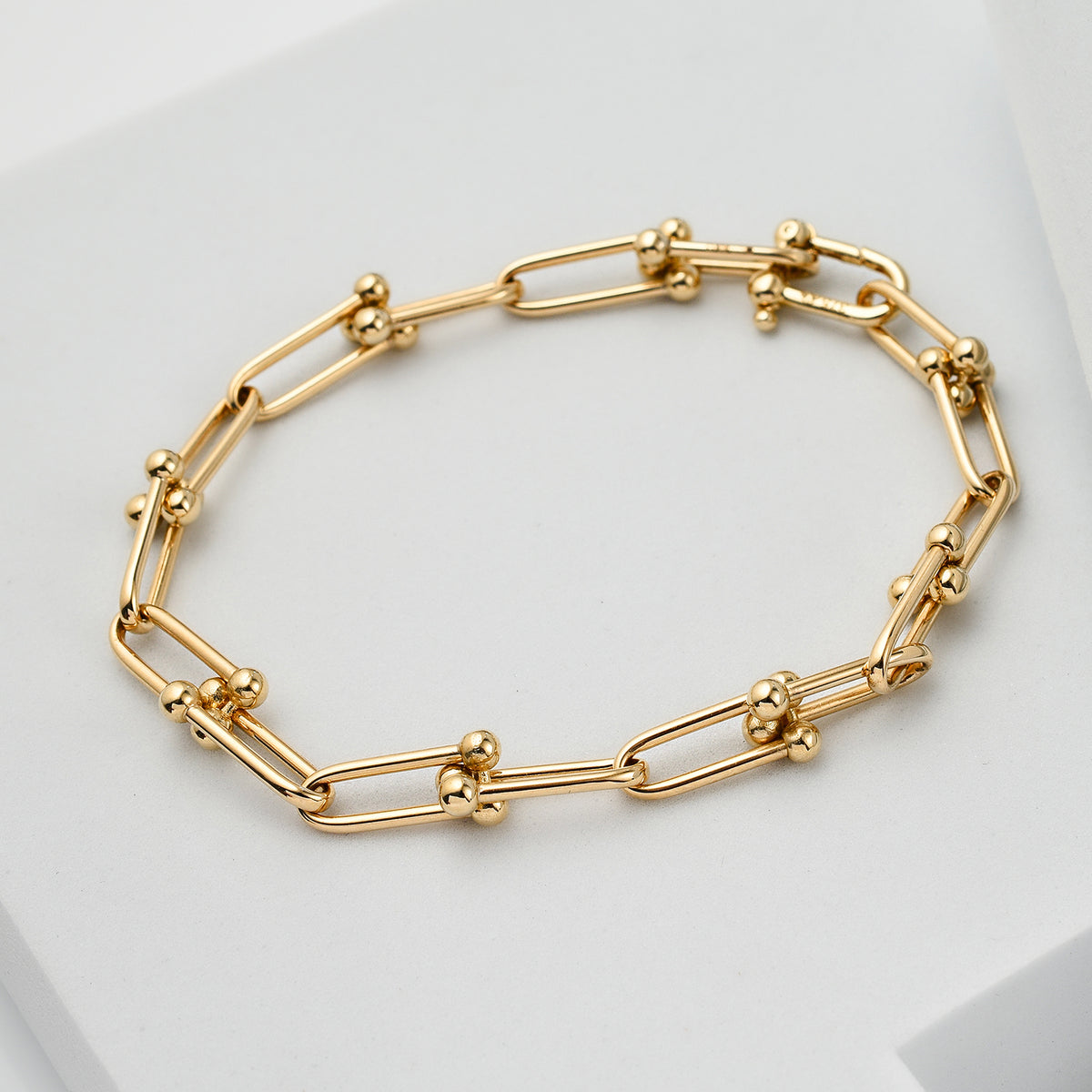 9K Yellow Gold Industrial U-Link Bracelet (Size - 8) with Lobster Clasp 7676423 1