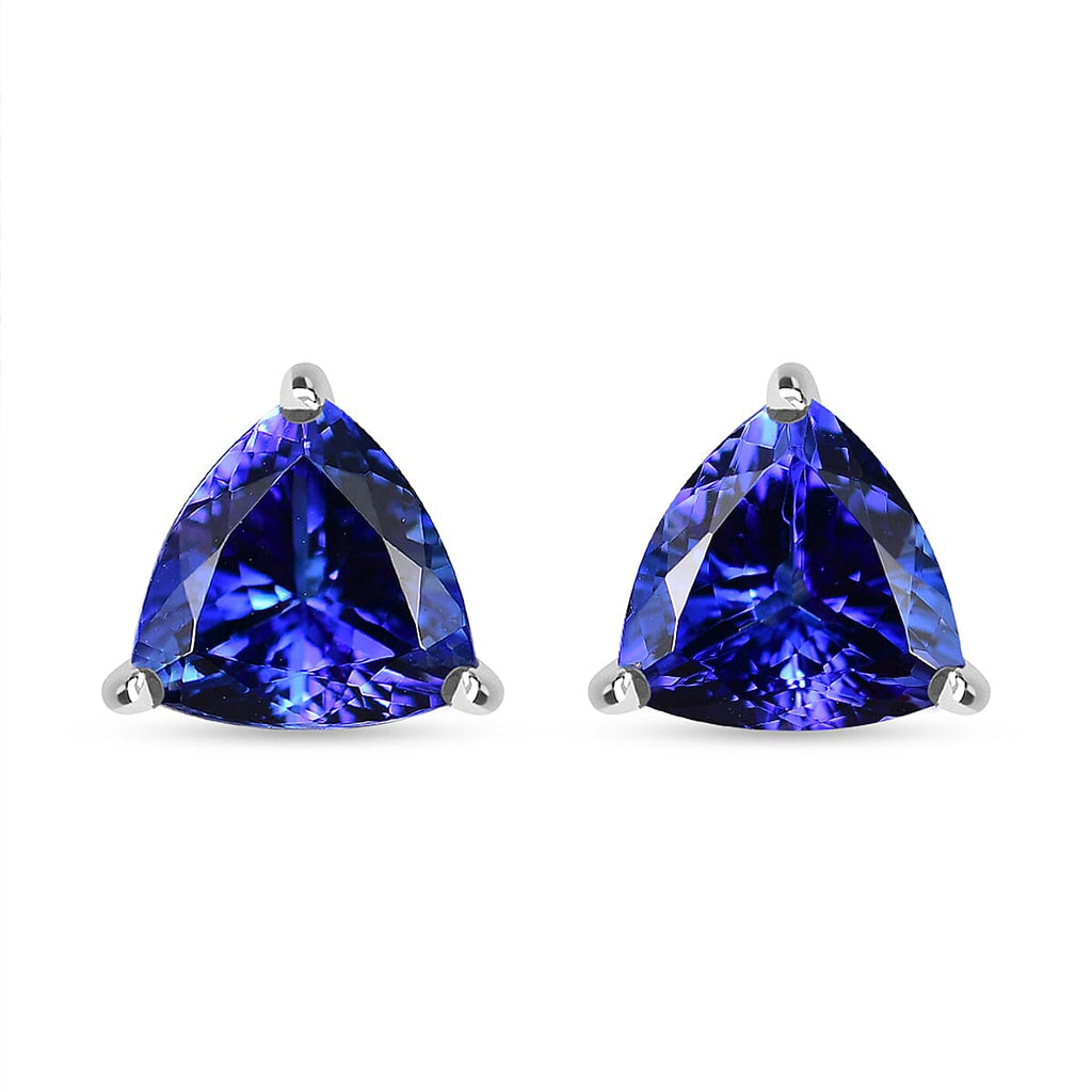 RHAPSODY 950 Platinum AAAA Tanzanite Solitaire Stud Screw Back Earring 5.01 Ct