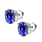 RHAPSODY 950 Platinum AAAA Tanzanite Solitaire Stud Screw Back Earrings 5.00 Ct.