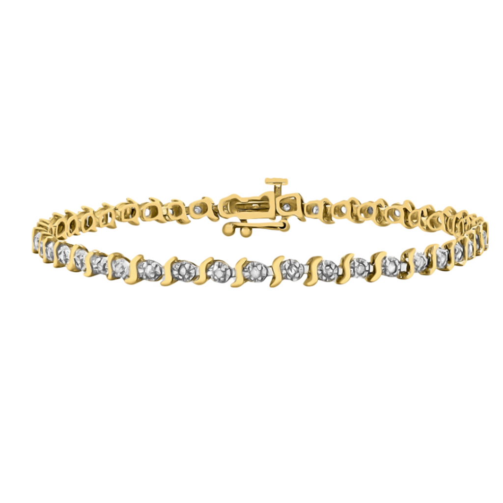 9K Yellow Gold Diamond Wave-Link Bracelet (Size - 7.25), Gold Wt. 4.80 Gms._7676626