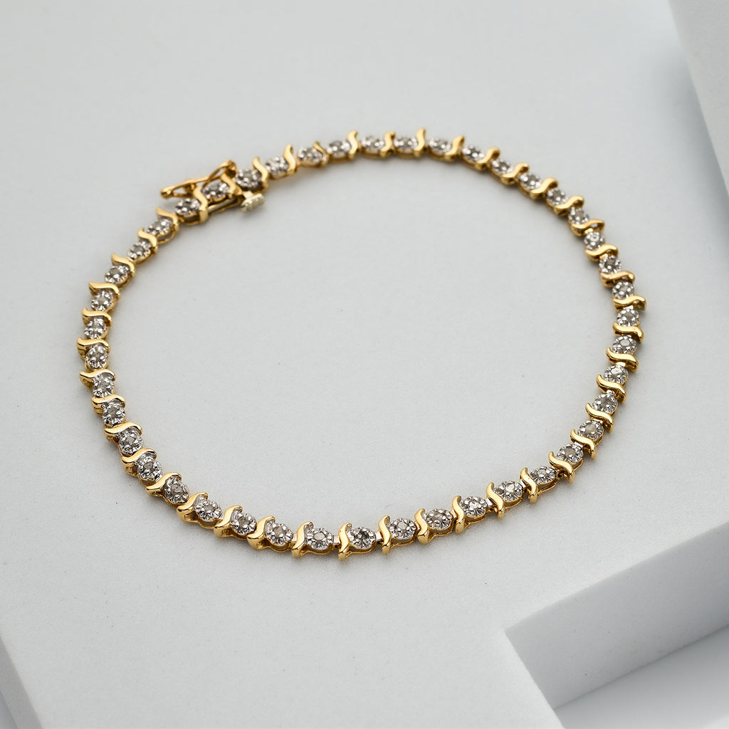 9K Yellow Gold Diamond Wave-Link Bracelet (Size - 7.25), Gold Wt. 4.80 Gms._7676626_1