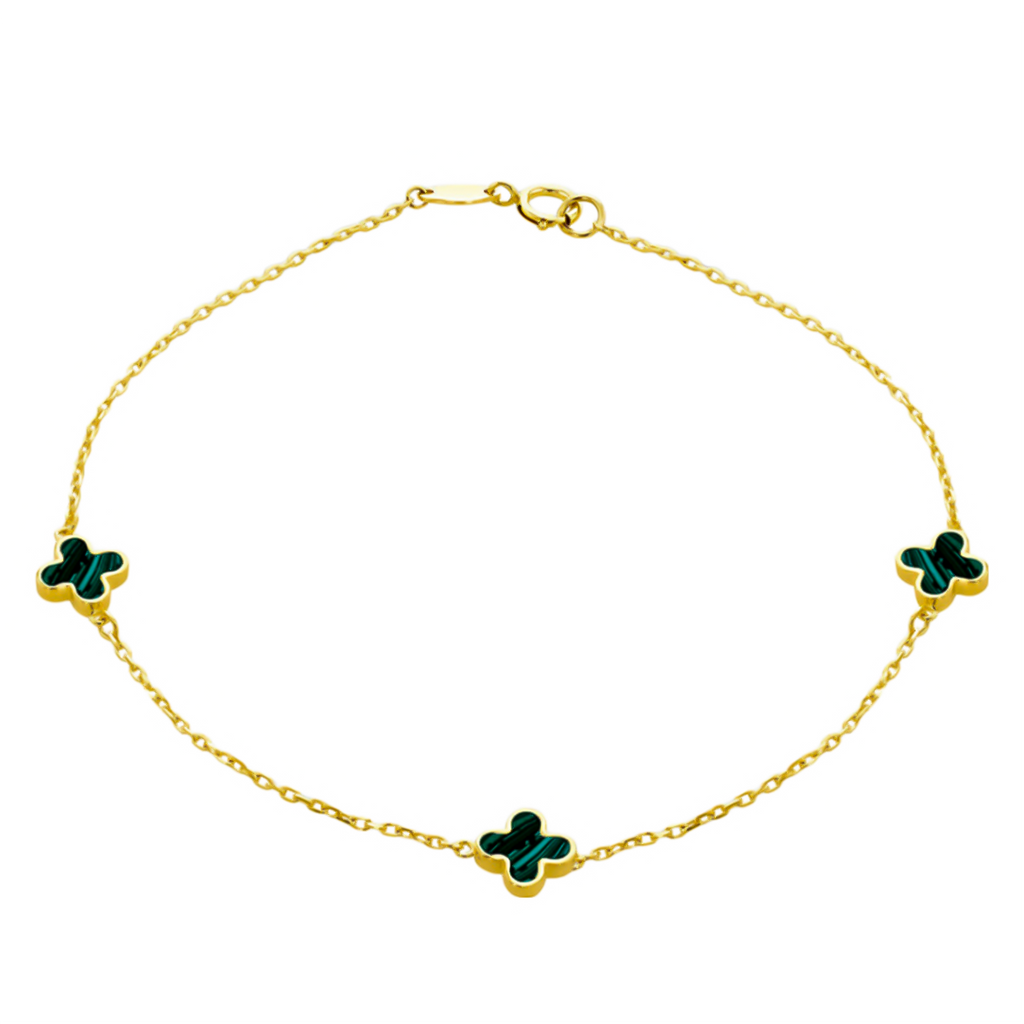 9K Yellow Gold Malachite Petal Bracelet (Size - 7.5)_7676646